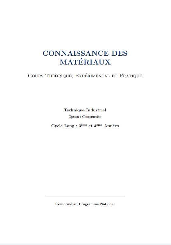 Manuel Connaissance des Materiaux 1 & 2ème Construction