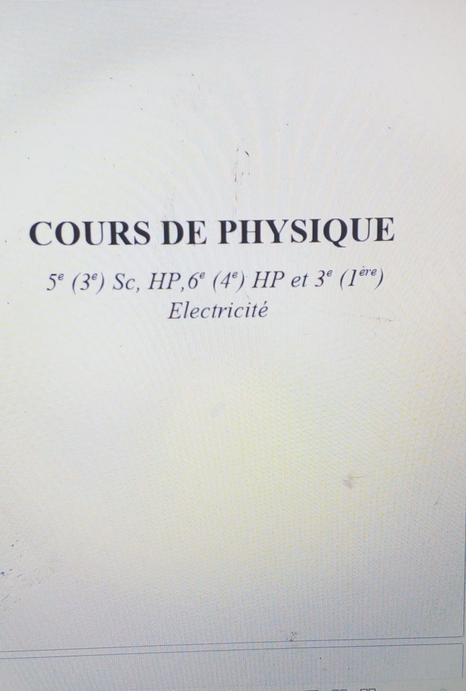 Manuel Exercices de physique 5eme Sc ou 3eme HSC